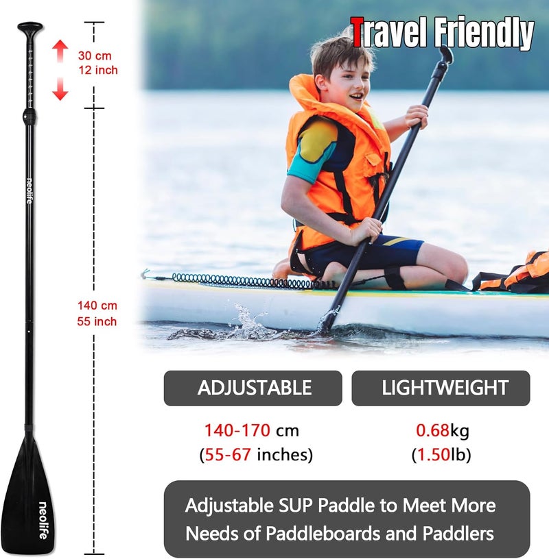 WONITAGO SUP Paddles for Kid with Aluminum Shaft and PP Blade, Floating Stand Up Paddle Board Paddle for Youth and Junior, Adjustable 140-170 cm/55-67 Inches - Image 5